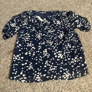 Madewell Navy and White Patterned Blouse